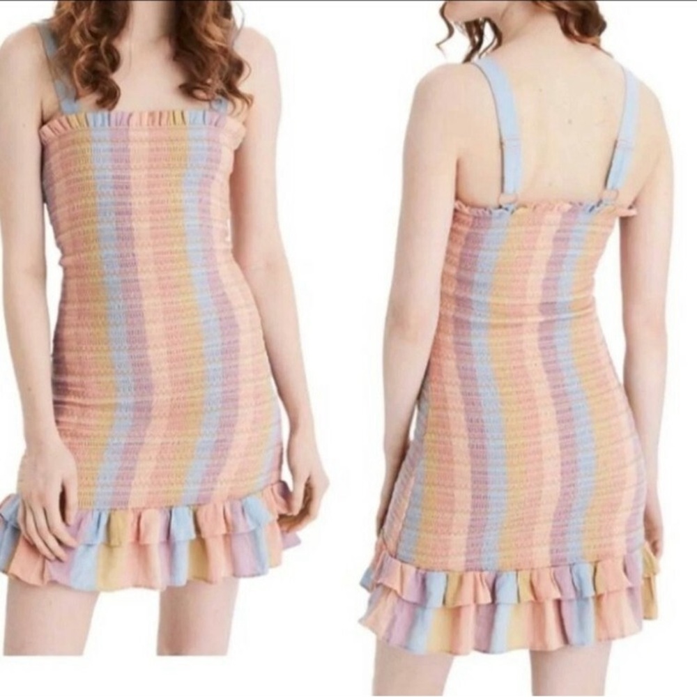 American Eagle Outfitters Pastel Stripe Ruffle Dress - XS